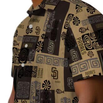 Brown San Diego Padres Hawaiian Shirt with Tribal Design - Perfect for Summer & Tailgate