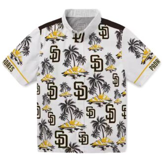 Buy San Diego Padres Brown Hawaiian Shirt with Palm Island Print - Perfect for Tailgate Parties