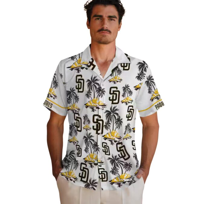 Buy San Diego Padres Brown Hawaiian Shirt with Palm Island Print - Perfect for Tailgate Parties