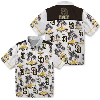 Buy San Diego Padres Brown Hawaiian Shirt with Palm Island Print - Perfect for Tailgate Parties