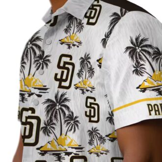 Buy San Diego Padres Brown Hawaiian Shirt with Palm Island Print - Perfect for Tailgate Parties
