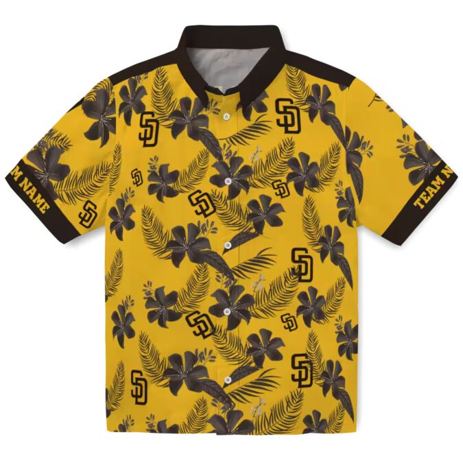 Custom MLB Padres Hawaiian Shirt - Botanical Gold Theme Print for Summer Vacation
