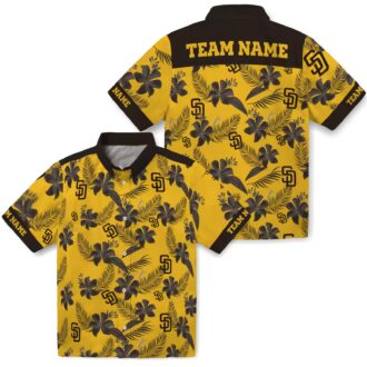 Custom MLB Padres Hawaiian Shirt - Botanical Gold Theme Print for Summer Vacation