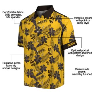 Custom MLB Padres Hawaiian Shirt - Botanical Gold Theme Print for Summer Vacation