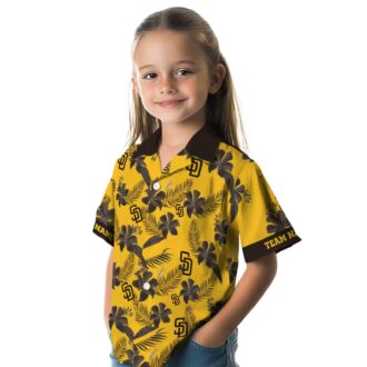 Custom MLB Padres Hawaiian Shirt - Botanical Gold Theme Print for Summer Vacation