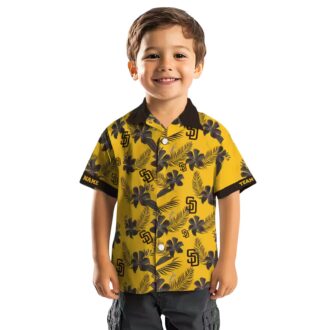 Custom MLB Padres Hawaiian Shirt - Botanical Gold Theme Print for Summer Vacation