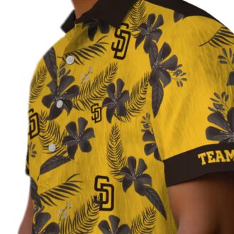 Custom MLB Padres Hawaiian Shirt - Botanical Gold Theme Print for Summer Vacation