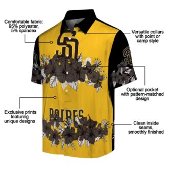 Exclusive San Diego Padres Tropical Hibiscus Stripe Hawaiian Shirt - Brown & Black Fan Apparel