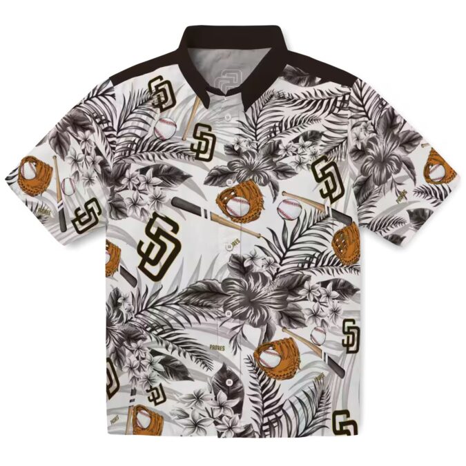 Men’s San Diego Padres Floral Hawaiian Shirt - Brown & White Game Day Wear