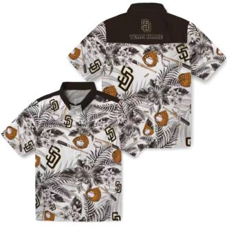 Men’s San Diego Padres Floral Hawaiian Shirt - Brown & White Game Day Wear