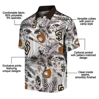 Men’s San Diego Padres Floral Hawaiian Shirt - Brown & White Game Day Wear