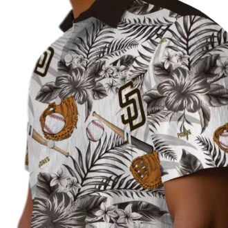 Men’s San Diego Padres Floral Hawaiian Shirt - Brown & White Game Day Wear