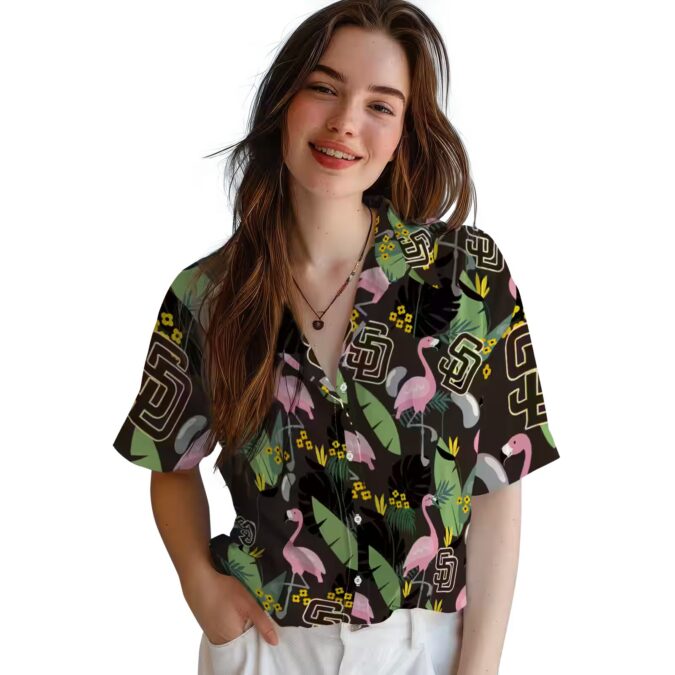 Men’s San Diego Padres Tropical Shirt - Brown Flamingo Summer Apparel