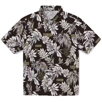 MLB Logo Padres Hawaiian Shirt - Brown & White Palm Leaf Shirt for Men’s Summer Fashion