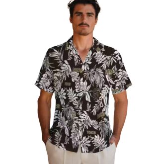 MLB Logo Padres Hawaiian Shirt - Brown & White Palm Leaf Shirt for Men’s Summer Fashion