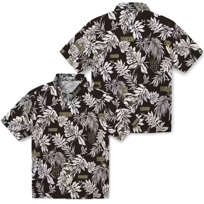 MLB Logo Padres Hawaiian Shirt - Brown & White Palm Leaf Shirt for Men’s Summer Fashion