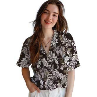 MLB Logo Padres Hawaiian Shirt - Brown & White Palm Leaf Shirt for Men’s Summer Fashion