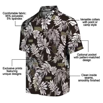 MLB Logo Padres Hawaiian Shirt - Brown & White Palm Leaf Shirt for Men’s Summer Fashion