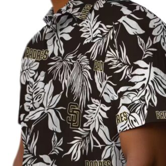 MLB Logo Padres Hawaiian Shirt - Brown & White Palm Leaf Shirt for Men’s Summer Fashion