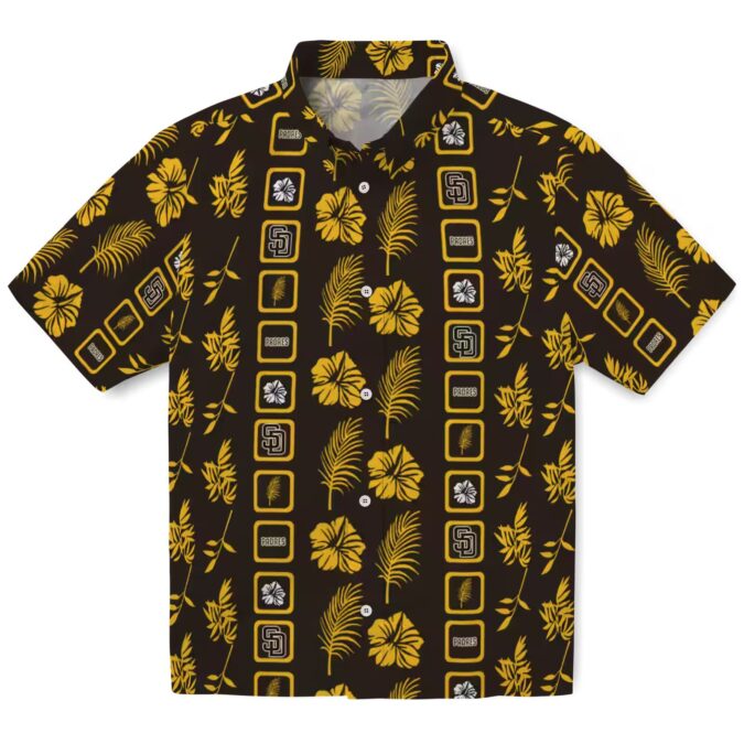 MLB San Diego Padres Hawaiian Shirt - Brown Palm Print for Tailgate Party