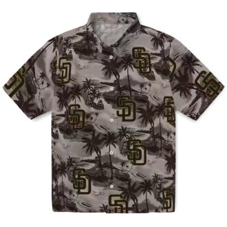MLB Team Padres Game Day Hawaiian Shirt with Coastal Palms - Brown Theme Style