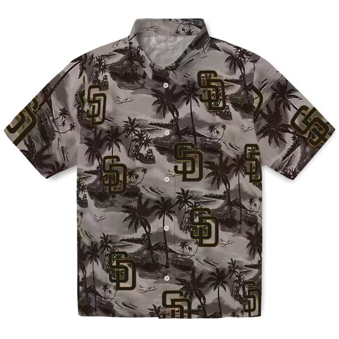 MLB Team Padres Game Day Hawaiian Shirt with Coastal Palms - Brown Theme Style