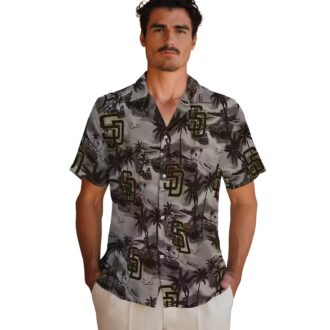 MLB Team Padres Game Day Hawaiian Shirt with Coastal Palms - Brown Theme Style