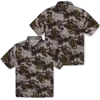 MLB Team Padres Game Day Hawaiian Shirt with Coastal Palms - Brown Theme Style