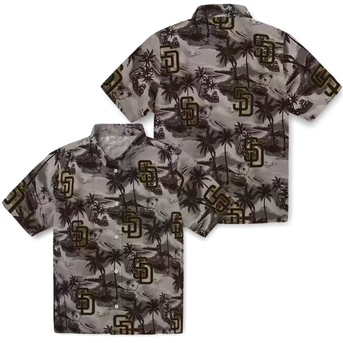 MLB Team Padres Game Day Hawaiian Shirt with Coastal Palms - Brown Theme Style