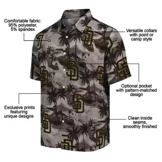 MLB Team Padres Game Day Hawaiian Shirt with Coastal Palms - Brown Theme Style