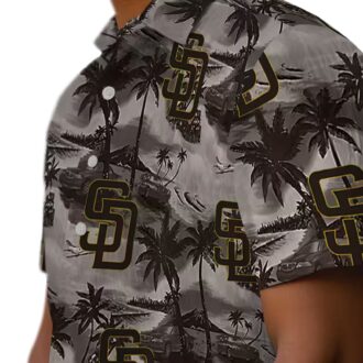 MLB Team Padres Game Day Hawaiian Shirt with Coastal Palms - Brown Theme Style
