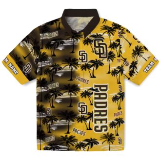 MLB Team San Diego Padres Hawaiian Shirt - Brown Palm Silhouette Custom Fan Edition