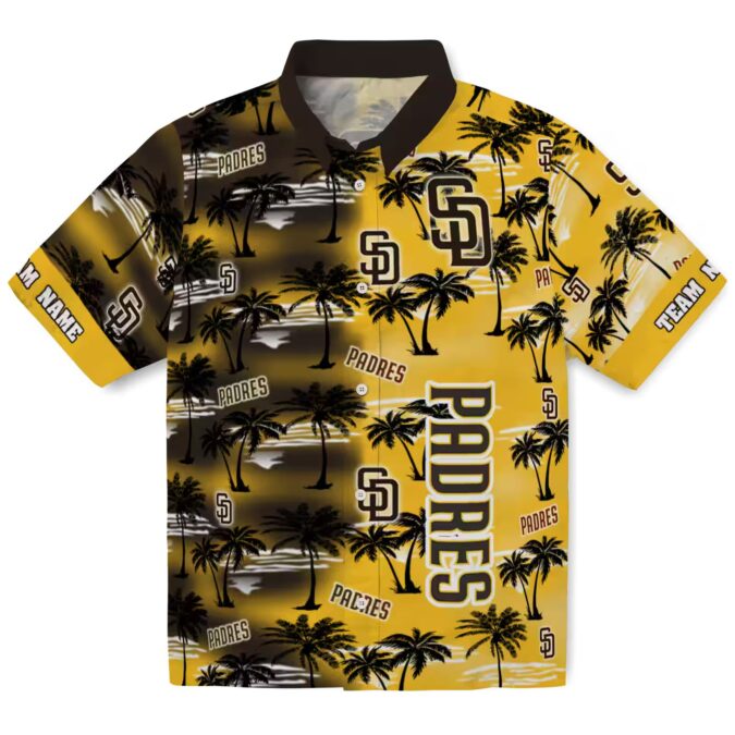 MLB Team San Diego Padres Hawaiian Shirt - Brown Palm Silhouette Custom Fan Edition