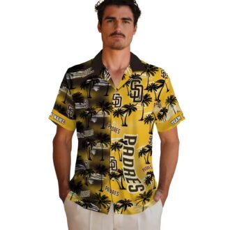 MLB Team San Diego Padres Hawaiian Shirt - Brown Palm Silhouette Custom Fan Edition