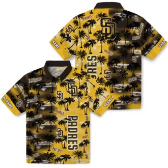 MLB Team San Diego Padres Hawaiian Shirt - Brown Palm Silhouette Custom Fan Edition
