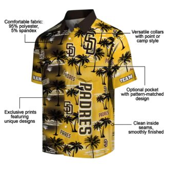 MLB Team San Diego Padres Hawaiian Shirt - Brown Palm Silhouette Custom Fan Edition