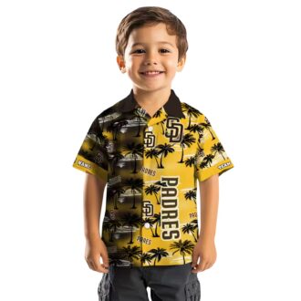 MLB Team San Diego Padres Hawaiian Shirt - Brown Palm Silhouette Custom Fan Edition