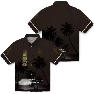 MLB Padres Fan Hawaiian Shirt - Brown Black Sunset Tropical Game Day Wear
