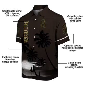 MLB Padres Fan Hawaiian Shirt - Brown Black Sunset Tropical Game Day Wear