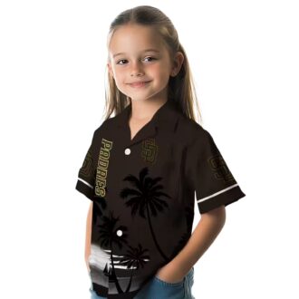 MLB Padres Fan Hawaiian Shirt - Brown Black Sunset Tropical Game Day Wear