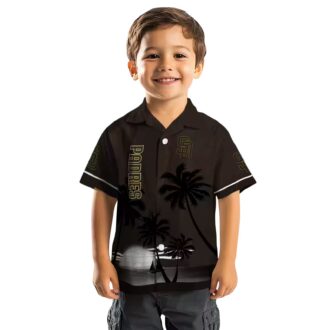 MLB Padres Fan Hawaiian Shirt - Brown Black Sunset Tropical Game Day Wear