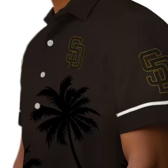 MLB Padres Fan Hawaiian Shirt - Brown Black Sunset Tropical Game Day Wear