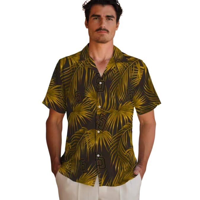 Padres Leafy Palms Brown Hawaiian Shirt - Official MLB San Diego Fan Shirt for Summer Vibes