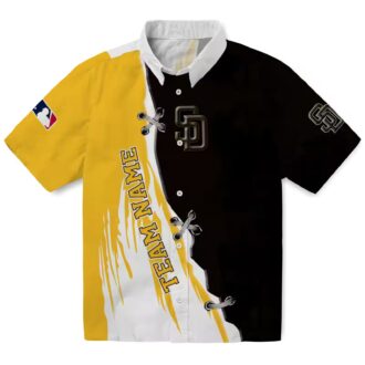 Personalized Padres Tropical Hawaiian Shirt - Brown White Game Day MLB Fan Apparel
