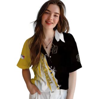 Personalized Padres Tropical Hawaiian Shirt - Brown White Game Day MLB Fan Apparel