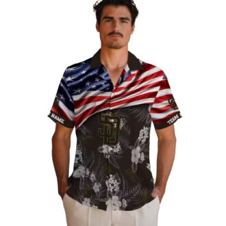 Personalized San Diego Padres Hawaiian Shirt - USA Flag Hibiscus Print