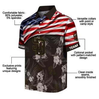 Personalized San Diego Padres Hawaiian Shirt - USA Flag Hibiscus Print