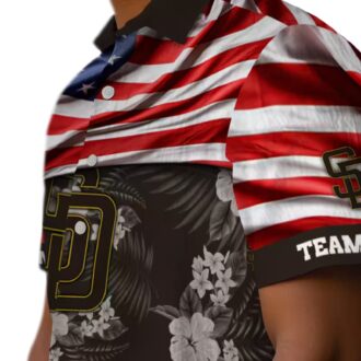 Personalized San Diego Padres Hawaiian Shirt - USA Flag Hibiscus Print