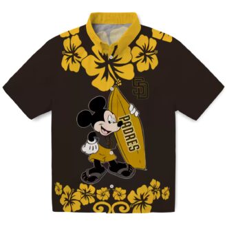 San Diego Padres Aloha Surfing Mickey Shirt - Brown Hawaiian Shirt for Summer Fun