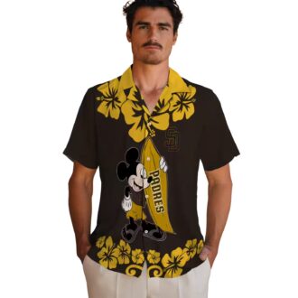 San Diego Padres Aloha Surfing Mickey Shirt - Brown Hawaiian Shirt for Summer Fun
